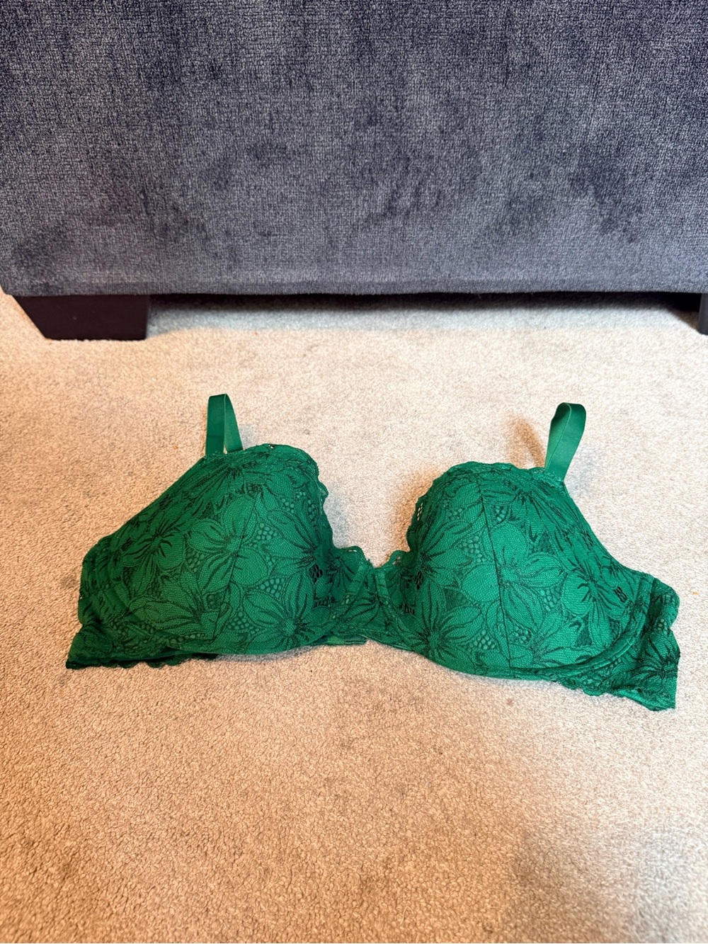 Aerie Real Good Emerald Green Floral Lace Lightly Lined Bra 40 D